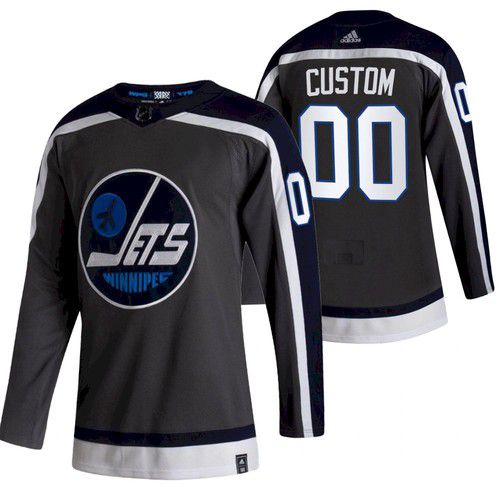 Men Winnipeg Jets #00 Custom Black NHL 2021 Reverse Retro jersey